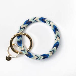 Boho Handmade Crochet Beaded Wristlet Keyring DIY Custom Color Bangle Bracelet Key Holder Women <strong>Bag</strong> <strong>Charm</strong> - Product Image 4