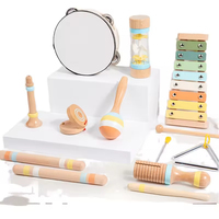 Baby Music Instrument Set Toy Xylophone Tambourine Drum Bell Natural Percussion Music Toy