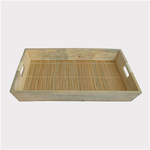 Plateau de service rectangulaire en bambou fait main pour aliments et thé, artisanat multifonctionnel fabriqué au Vietnam - Product Image 1