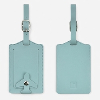 Étiquette de bagage en cuir PU avec bande d'information anti-perte et anti-fuite et carte en cuir pour carte d'embarquement