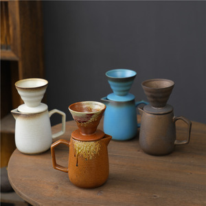 Hot Selling Coarse Pottery Handmade <b>Coffee</b> Pot Set Ceramic <b>Filter</b> Cup Brewed Drip Utensils - Product Image 2