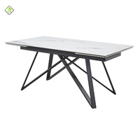Table à manger rectangulaire en ardoise blanche de haute qualité, design moderne et unique, plateau en ardoise, base multi-centrée en métal