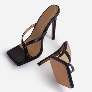 Women Outdoor Height Increasing Snake Print Stiletto High Heel Thong Flip Flops Square Toe Summer Sandals - Product Image 3