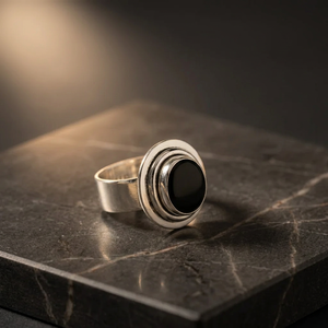 Art Palace Minimalist Boho 925 Silver <b>Onyx</b> Gemstone <b>Ring</b> Bezel Setting Geometric Unisex Everyday Wear Third Party Certified - Product Image 2