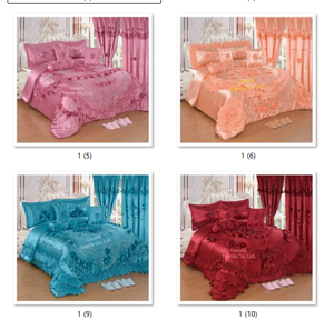 Hot Bán 10Pcs Cưới Comforter <span class=keywords><strong>Set</strong></span> Vua Kích Thước Tấm Ga Giường Với Gối Trường Hợp Thiết Lập 10 Cái Chăn Bộ Đồ Giường Thiết Lập Với Rèm Cửa - Product Image 1