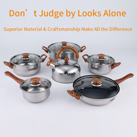 Ensemble de casseroles de cuisine antiadhésives 12 pièces, batterie de cuisine en acier inoxydable