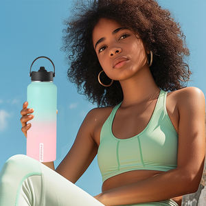 Pour bouteille d'eau légère en acier inoxydable isolée sous vide à double paroi pour le cyclisme à l'extérieur pour 2 couvercles grande capacité - Product Image 6