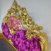 Meubles du Moyen-Orient, ensemble de chambre à coucher royale turque, cadre de lit de luxe antique sculpté à la main