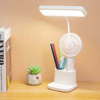 Lampe de table d'apprentissage multifonctionnelle à LED rechargeable, trois températures de couleur, 800 mA, avec support de téléphone portable et rangement pour stylos