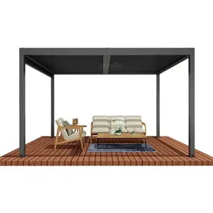 Toptan alüminyum Gazebo Gazebo köy açık panjur Pavilion motorlu Summerhouse bahçe kullanımı için Metal panjurlar ile