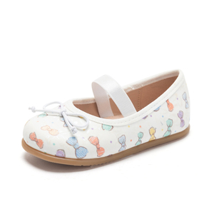 <span class=keywords><strong>Ballerine</strong></span> Bianche Colorate con Fiocco <span class=keywords><strong>per</strong></span> Bambina, Scarpe Mary Jane <span class=keywords><strong>per</strong></span> Bambini con Motivo Brogue e Chiusura Elastica <span class=keywords><strong>per</strong></span> Primavera Autunno Uso Quotidiano - Product Image 1