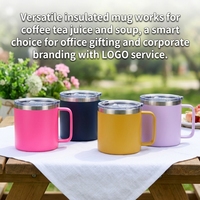 Mug à café isotherme à double paroi en acier inoxydable 304 de 14 oz avec poignée, tasse à boisson réutilisable pour le bureau, la maison et les voyages