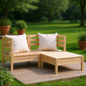 Canapé de jardin 2 places en pin massif, mobilier d'extérieur modulaire, design minimaliste durable - Product Image 2