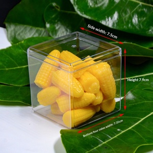 Caja de plástico PS cuadrada transparente con tapa de hebilla interior, 300 ml, apta para alimentos, para envasado de confitería y alimentos secos - Product Image 2