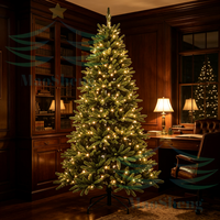 Sapin de Noël pré-éclairé de 9 pieds avec lumières LED, pour l'intérieur et l'extérieur, vente en gros, fabrication sur mesure
