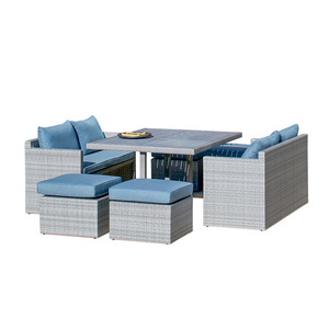 Ensemble de chaises de table et de terrasse d'hôtel modernes <span class=keywords><strong>repose</strong></span>-pieds combinés et créatifs <span class=keywords><strong>en</strong></span> <span class=keywords><strong>rotin</strong></span> pour les loisirs de cour Matériau métallique durable - Product Image 5