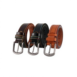 Cinturón de Cuero Vacuno Vintage con Hebilla de Pin y Diseño Cuadrado, Impermeable, 38 cm de Ancho, para Hombre - Product Image 3