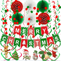 608396 PARTYMAKER Weihnachts-Papierset Rot Grün Weiß Bogenform Partydekoration Frohe Weihnachten Banner Innenbereich Feiertagsdekoration