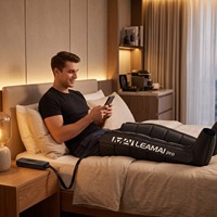 Masseur pneumatique pour les jambes LEAMAI LM-B 3200mAh avec batterie rechargeable, compression d'air à 6 chambres séquentielles pour la récupération des jambes