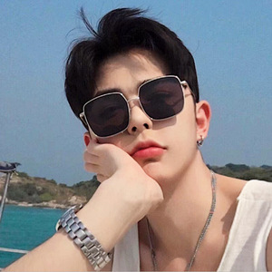 Lunettes de soleil carrées surdimensionnées de style coréen pour femmes, protection UV400, monture métallique, style urbain tendance, verres PC 0194-B7 - Product Image 5