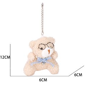Hot Thiết Kế Gấu Bông Sang Trọng Với Kính Móc Chìa Khóa Mềm Gấu Mặt Dây Chuyền Treo Đồ Chơi Tùy Chỉnh Thú Nhồi Bông Túi Quyến Rũ OEM ODM Dịch Vụ - Product Image 1