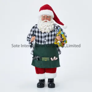SOTE 45CM Craftsman Santa Claus Handwork Creative Christmas Figurine Holding Instruments for Home Xmas Decoration