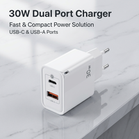 Chargeur compact 30W double port USB-C USB-A rapide universel US EU 30W pour téléphone et ordinateur portable