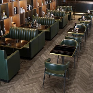 Juego de Mesa y Sofá de Dos Plazas Estilo Vintage Industrial de PU Personalizado al por Mayor para Restaurante, Cafetería, Hotel, Hospital - Product Image 1