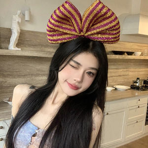 ربطة شعر كبيرة الحجم ملونة ولامعة الأكثر مبيعًا للبث المباشر والتصوير الفوتوغرافي، إكسسوار شعر على شكل فيونكة ضخمة - Product Image 1