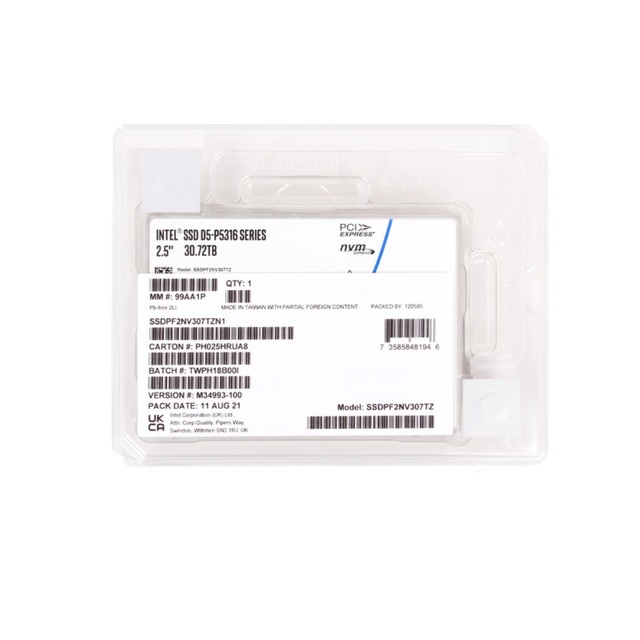 New Data Centers SSD D5-P5316 Series 30.72TB SSDPF2NV307TZN1 2.5 Inch U.2 NVME PCIE4.0 7000M/S For Intel