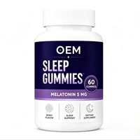 Gummies à croquer de mélatonine pour adultes, marque privée, 5 mg, saveur fraise, végétaliennes, sans gluten, soutien naturel pour le sommeil nocturne, vente en gros