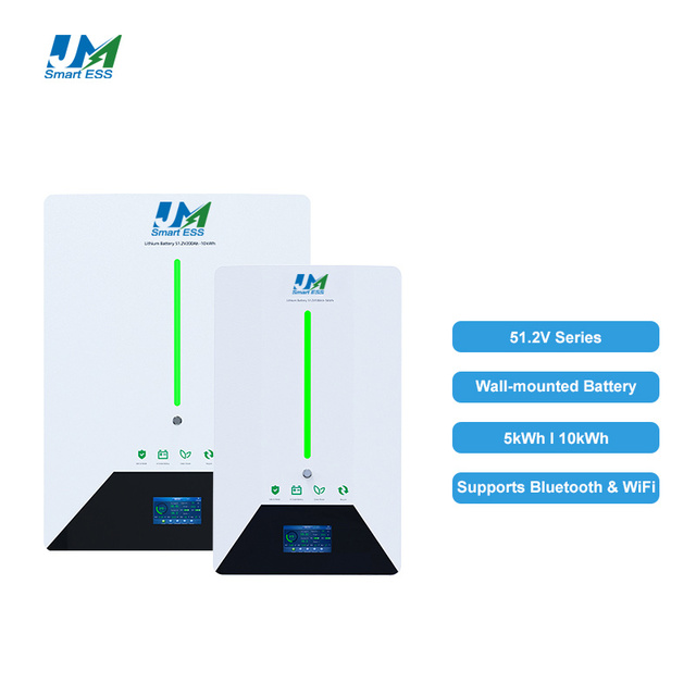 JM Customization 48V 51.2V 100Ah 200Ah LiFePO4 Solid State Lithium Wall-Mounted Battery Pack 5kW 10kW Solar Energy Storage