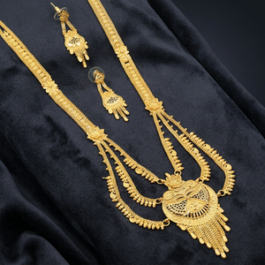 Wholesale 14K 18K 24K Micro Gold Plated Brass Rani Haar Necklaces Earrings Set Floral Design Women's <b>Bridal</b> Wedding Jewelry Set - Product Image 1