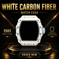 Montre de sport haut de gamme pour homme en fibre de carbone, boîtier tonneau, verre incurvé, bracelet FKM, mouvement squelette en alliage de titane