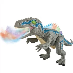 儿童塑料遥控行走迅猛龙恐龙玩具多功能电动喷涂遥控恐龙七彩灯