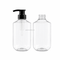 Bouteille distributrice vide personnalisée de 500 ml en PET transparent PCR pour shampoing, après-shampoing et lotion corporelle d'hôtel avec pompe