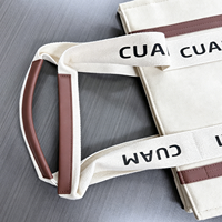 Sac fourre-tout en coton biologique durable de qualité supérieure avec poignée en ruban imprimé et logo personnalisé pour une campagne marketing de marque de luxe