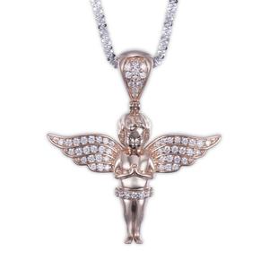 Collier pendentif en diamant de laboratoire en forme de garçon personnalisé en or rose 14 carats Messi Jewelry MS-503 - Product Image 1