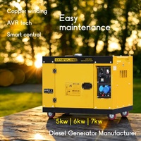 Générateur diesel portable refroidi par air 8 kVA 8 kW monophasé super silencieux