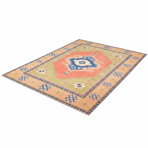 Vintage Style Printed <b>Rug</b>, <b>Boho</b> Turkish Green 3D Design,Chenille <b>Rug</b> - Product Image 2