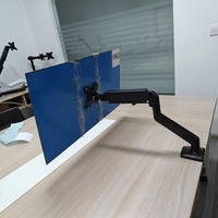 Bras de moniteur double fixation, pince de bureau / panneau perforé, double fixation, écran de 15 à 32 pouces, réglable en hauteur et pivotant