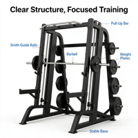 Rack de squat Smith en acier coudé avec barre ergonomique à 7 degrés, équipement de gym commercial multifonctionnel personnalisé OEM