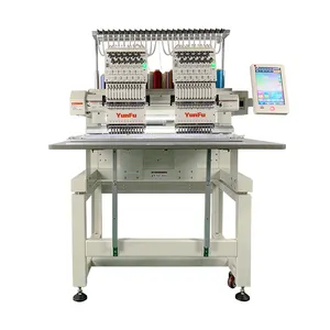 Computerized Embroidery Machine YunFu Small Computerized 2 Heads 12 15 Needles Hat Mini Embroidery Machine 2 Head With Factory Price