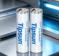 Batterie rechargeable Li-ion AA Tipsun 1,5 V 2300 mWh, charge USB, écologique, 1200 cycles