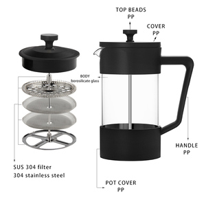 OEM / PDM usage domestique Certification FDA écologique <span class=keywords><strong>de</strong></span> qualité alimentaire 350 ml conception simple <span class=keywords><strong>café</strong></span> français <span class=keywords><strong>presse</strong></span> caf - Product Image 5