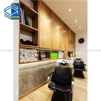 Meubles de salon modernes Décoration murale élégante en bois pour salons de beauté