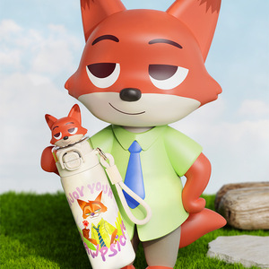 Botella de Agua Aislada para Niños Zootopia <span class=keywords><strong>Stitch</strong></span>, Linda Botella con Pajita de Dibujos Animados en 3D, Vaso Térmico Portátil de Acero Inoxidable - Product Image 6