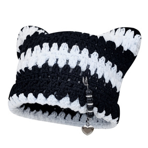 6 Colors Stripe Beanie Caps <strong>Crochet</strong> Winter <strong>Bucket</strong> <strong>Hats</strong> with Ears <strong>Bucket</strong> Cat Ear Knit <strong>Hat</strong> Autumn Winter Warm <strong>Crochet</strong> Beanie Cap - Product Image 1