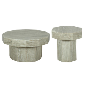 Mesa de centro de mármol Nizarna, diseño geométrico moderno, acento poligonal, elegante, contemporáneo, convertible, hecho a mano - Product Image 6