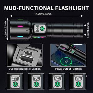 Đèn pin LED đa chức năng, có thể thu phóng, sạc lại được, chất lượng cao 30W, dùng ngoài trời, khẩn cấp - Product Image 2